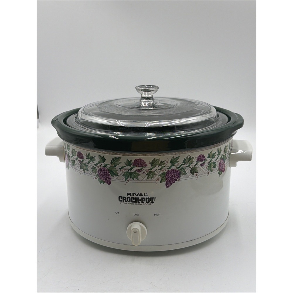 Rival Crock Pot Model 3355 5qt Slow Cooker Works Good Grapes Vines 1990's